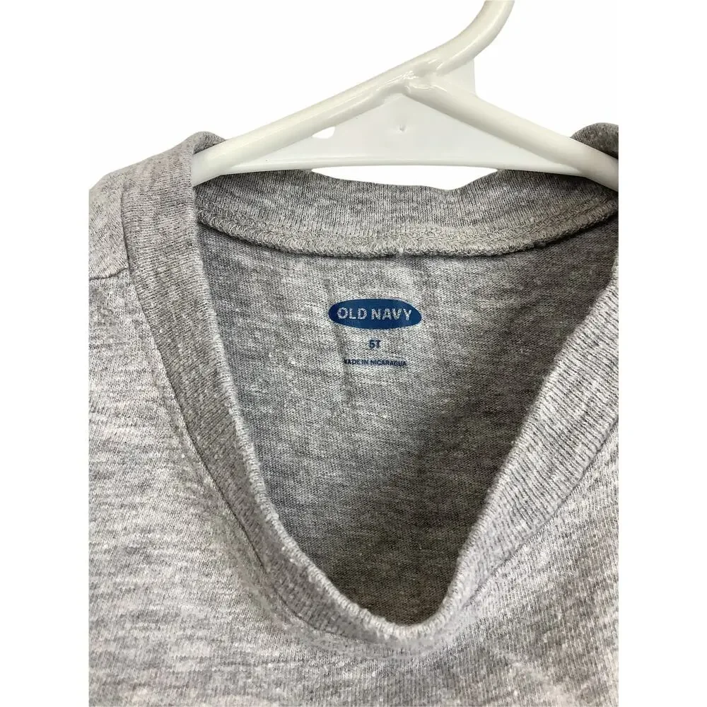 Old Navy Girl's Gray Graphic Fox 3D Short Sleeve T-Shirt Kid's Size 5T
